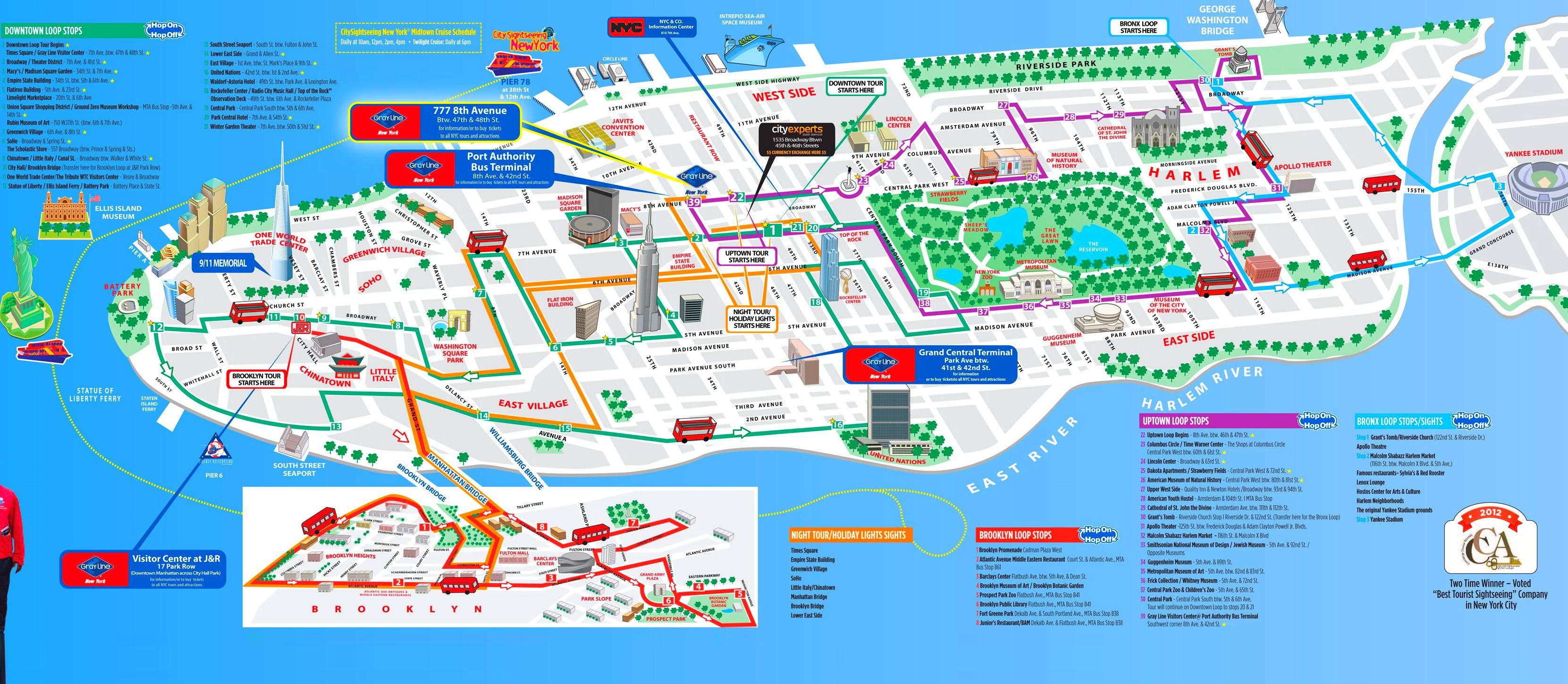 tourist map of new york city New York City Tourist Routes Map tourist map of new york city