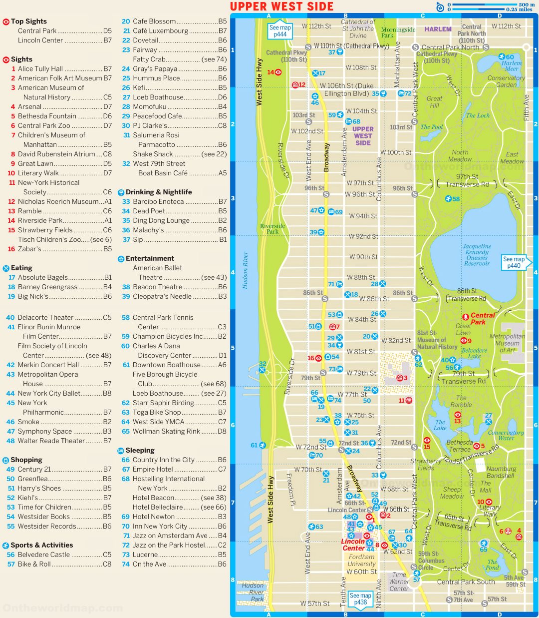 upper west side new york map Upper West Side Tourist Map upper west side new york map