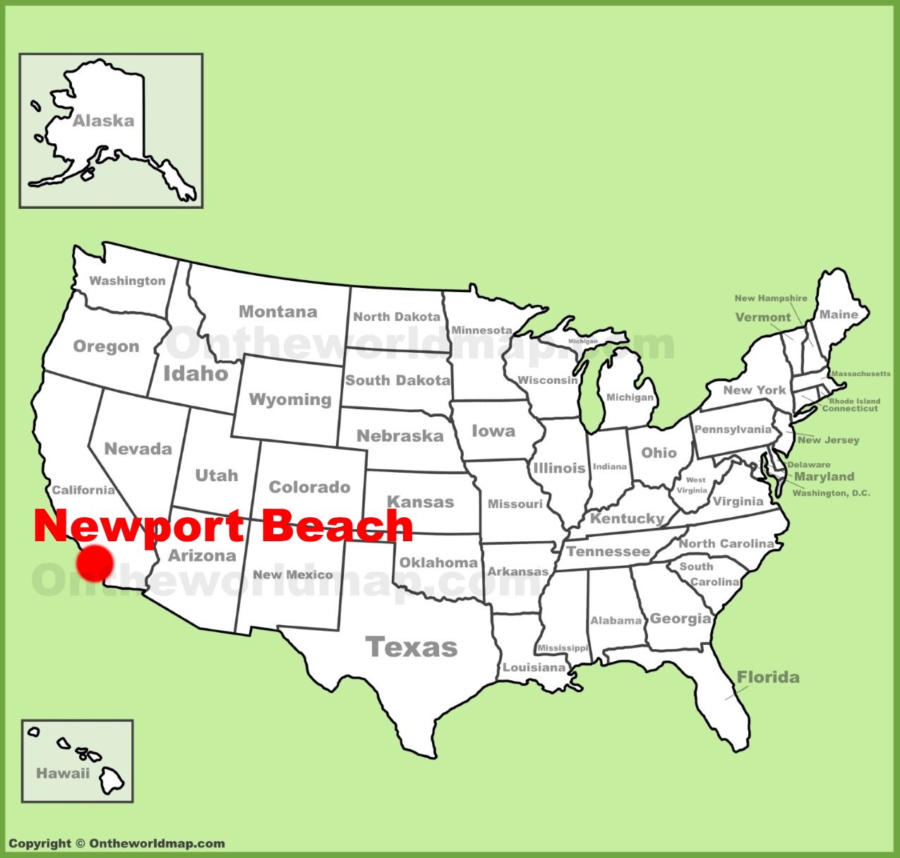 Newport Beach Location On The U S Map