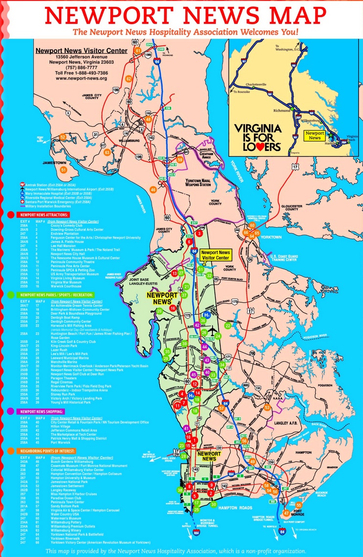 Newport News tourist attractions map