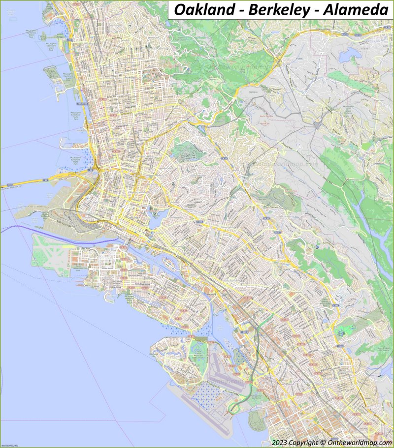 Oakland, Berkeley and Alameda Map