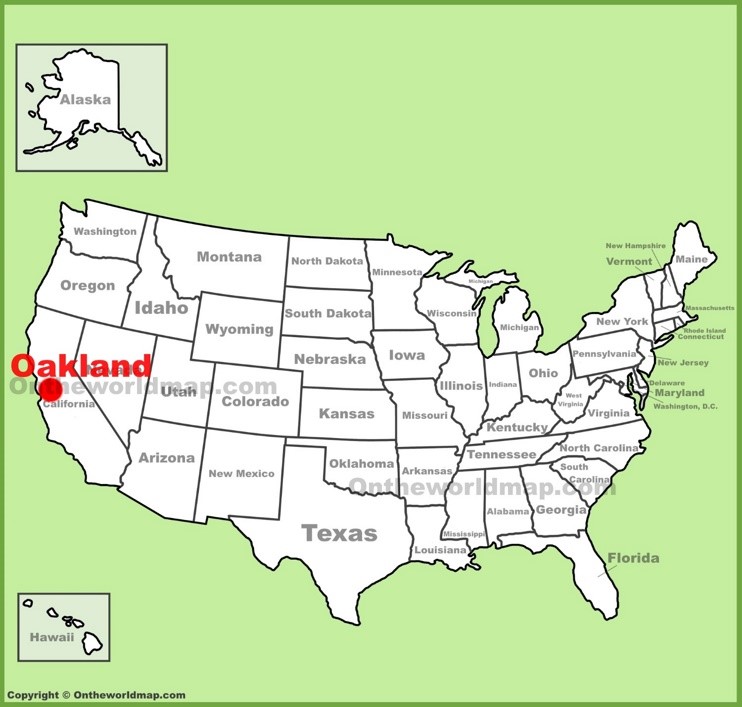 Oakland location on the U.S. Map