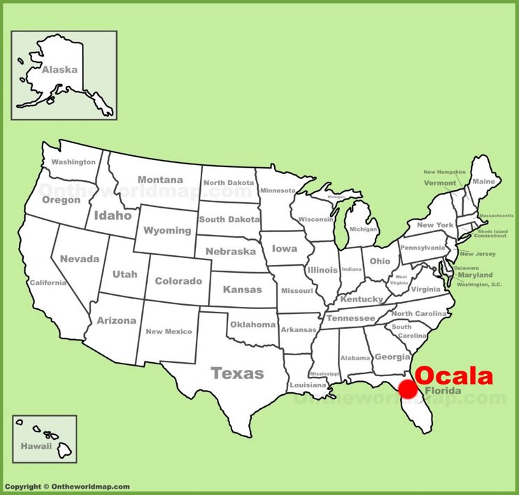 Ocala location on the U.S. Map