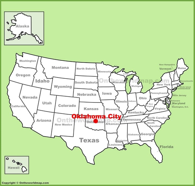 Oklahoma City location on the U.S. Map