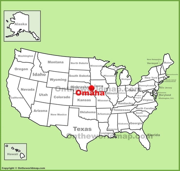Omaha location on the U.S. Map
