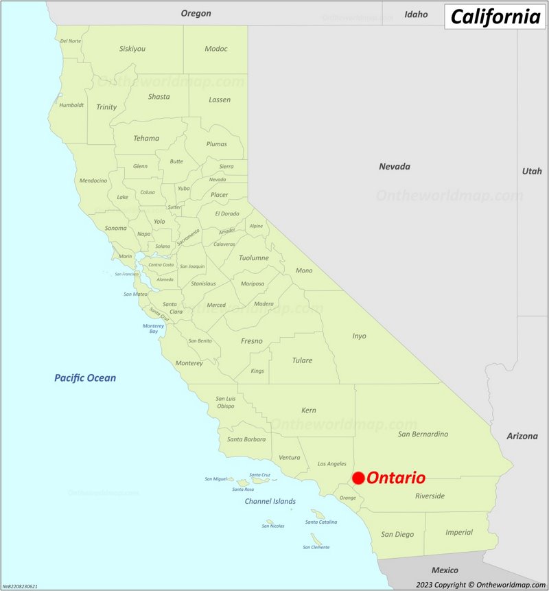 Ontario Location On The California Map