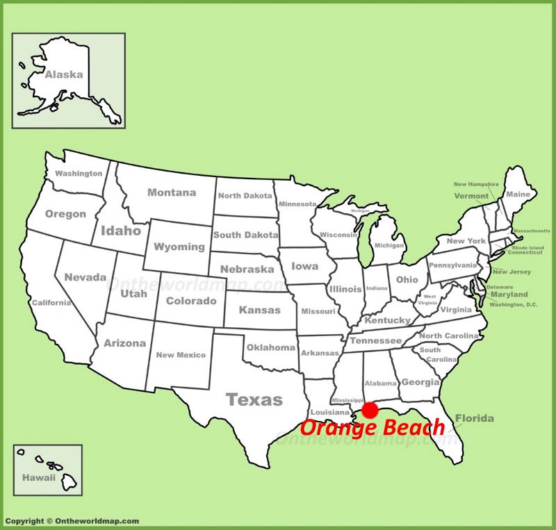 Orange Beach location on the U.S. Map