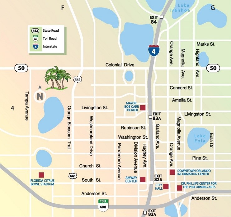 Orlando downtown tourist map