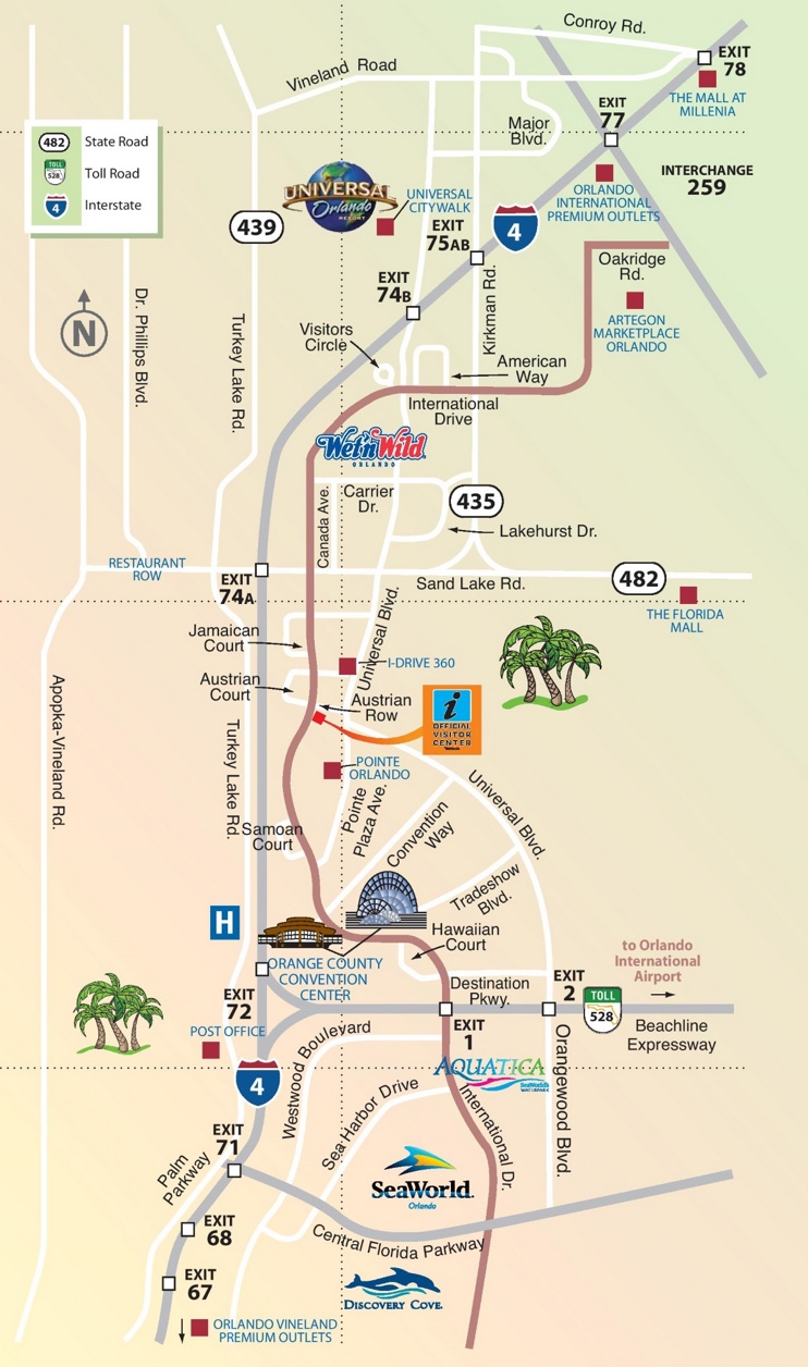 Orlando International Drive area map