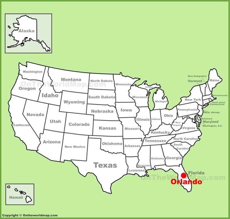 Orlando location on the U.S. Map
