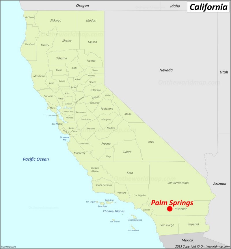 Palm Springs Location On The California Map