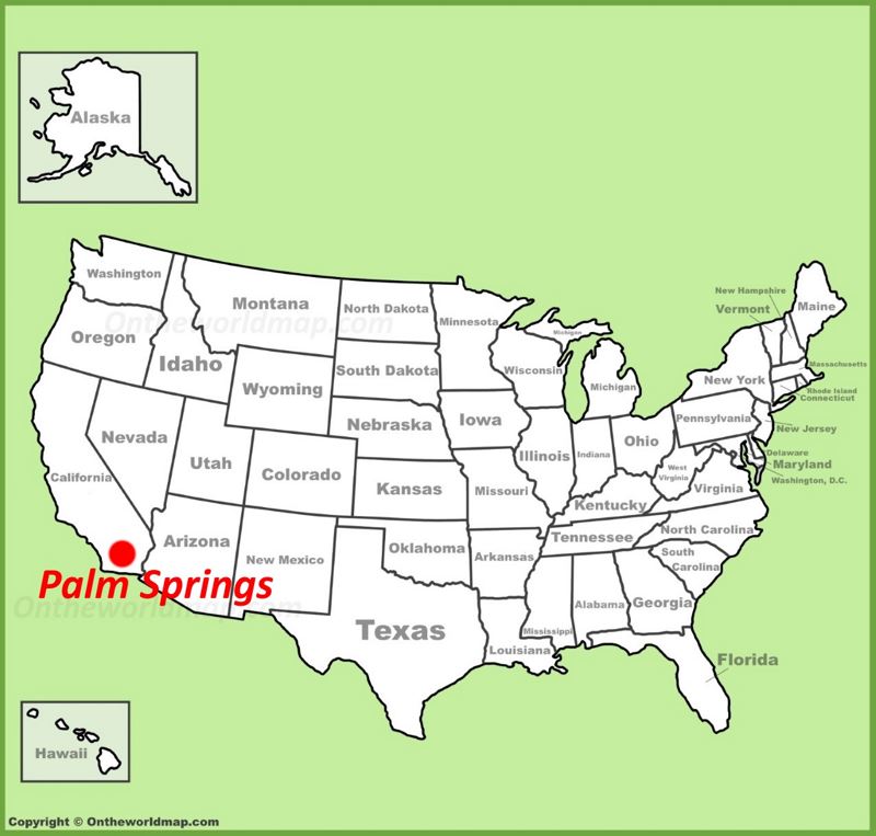 Palm Springs location on the U.S. Map