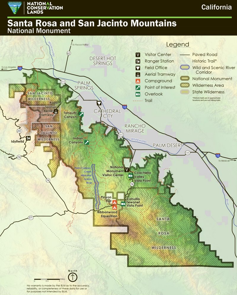 Santa Rosa and San Jacinto Mountains National Monument Map