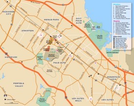 Palo Alto hotels and sightseeings map