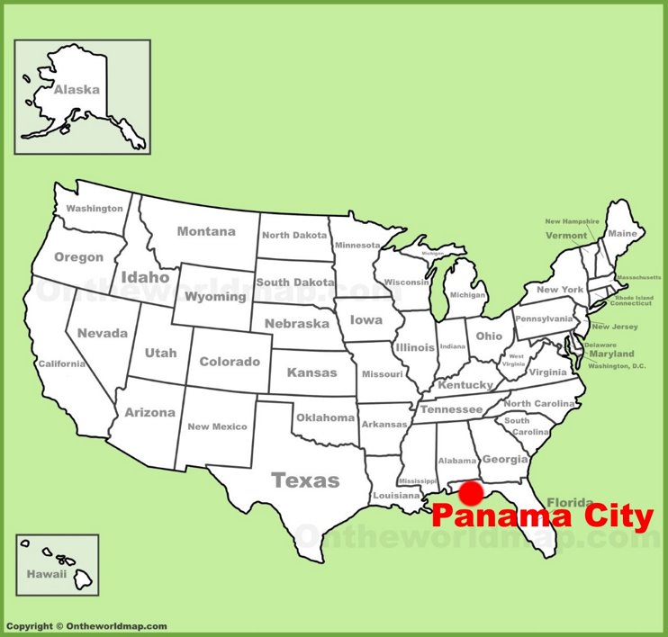 Panama City location on the U.S. Map