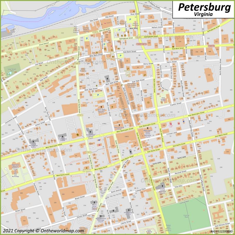 Petersburg VA Downtown Map