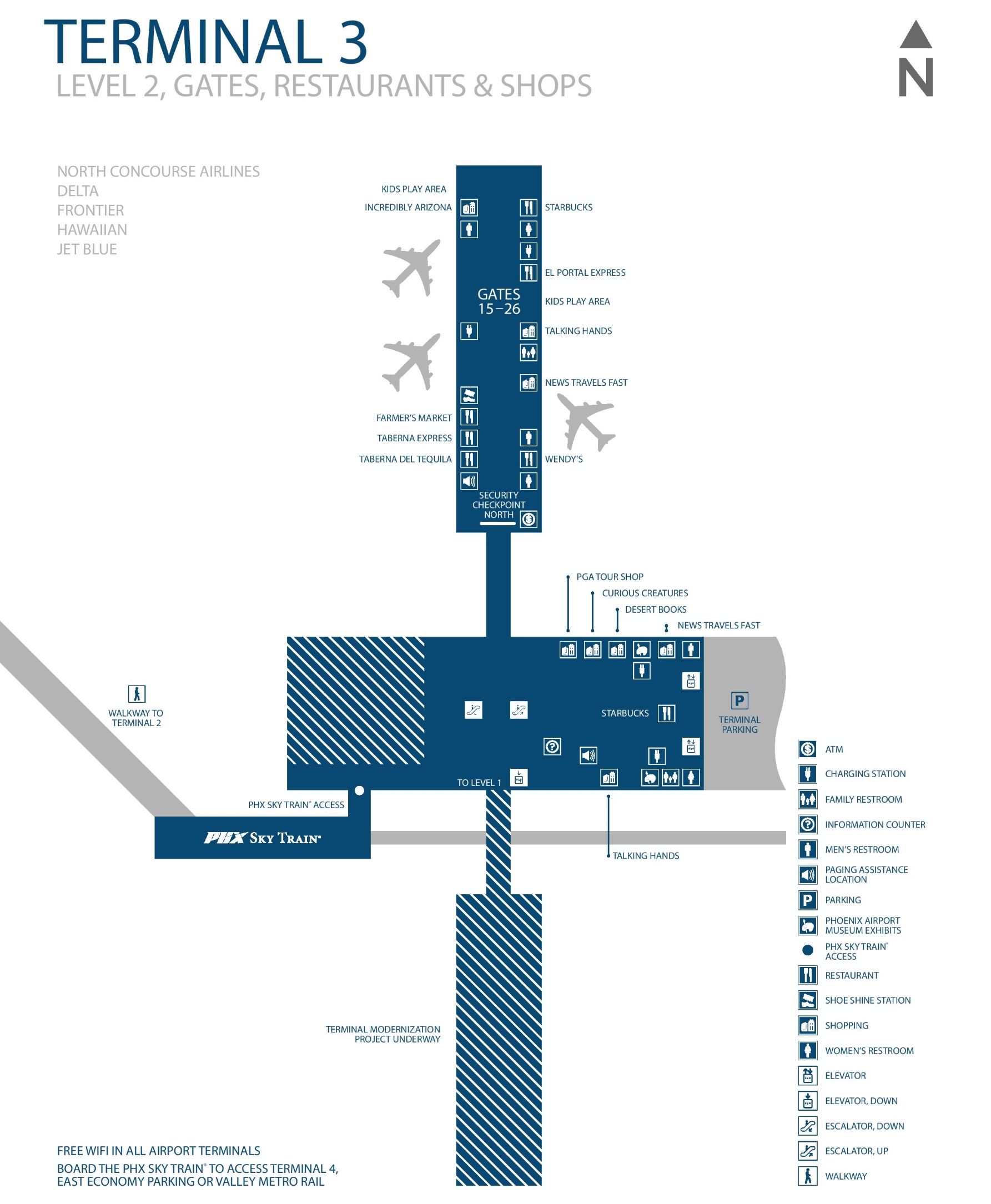 Phoenix Airport Terminal Map Map Of The Usa With State Names