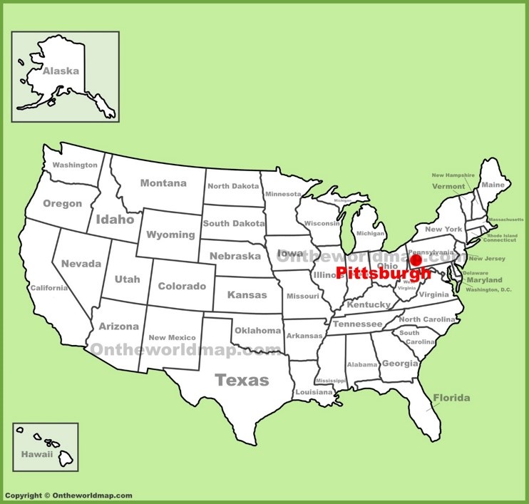 Pittsburgh location on the U.S. Map