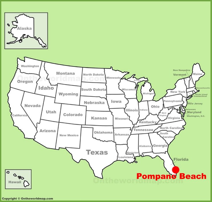 Pompano Beach location on the U.S. Map