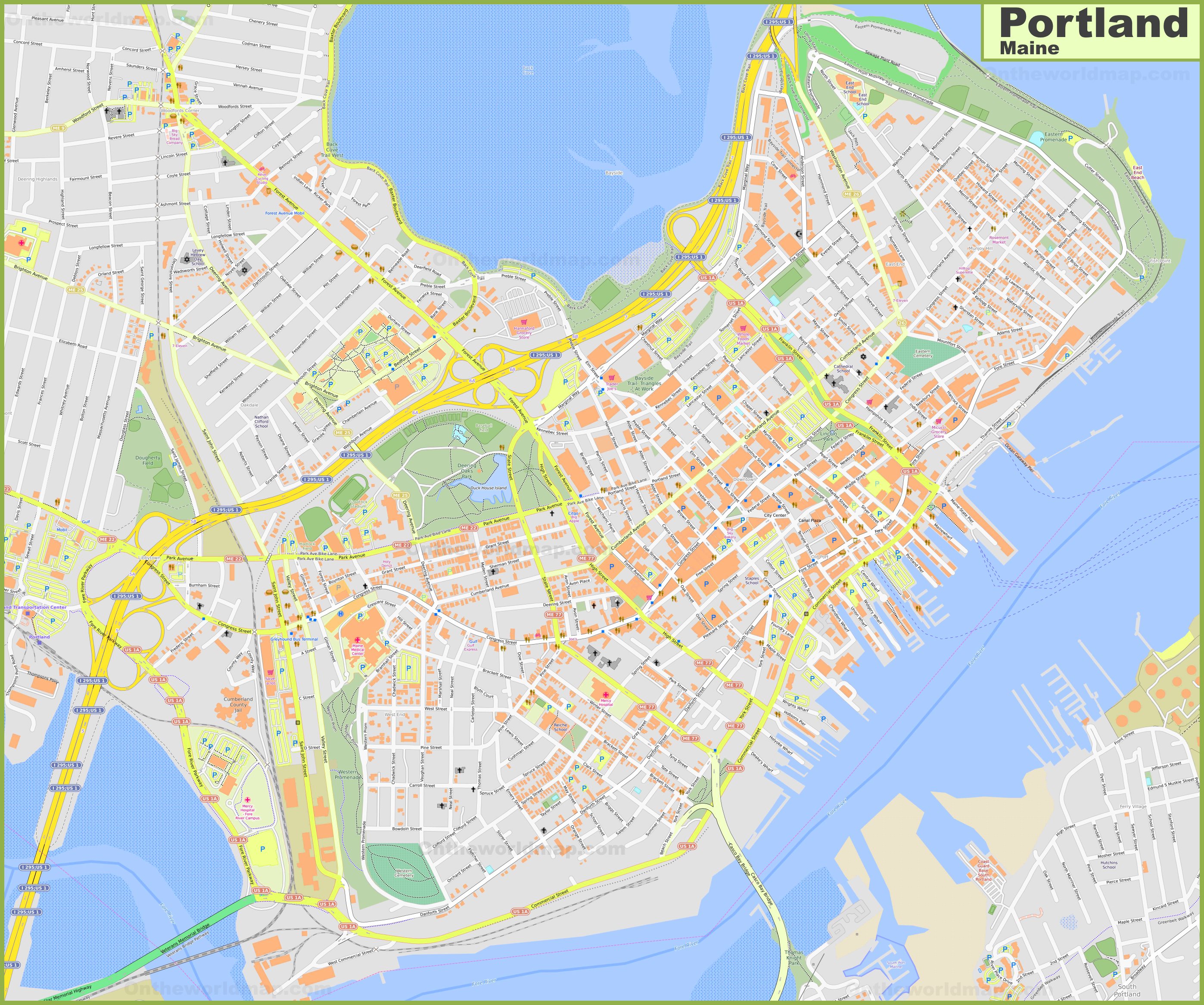 Detailed Map Of Portland Maine