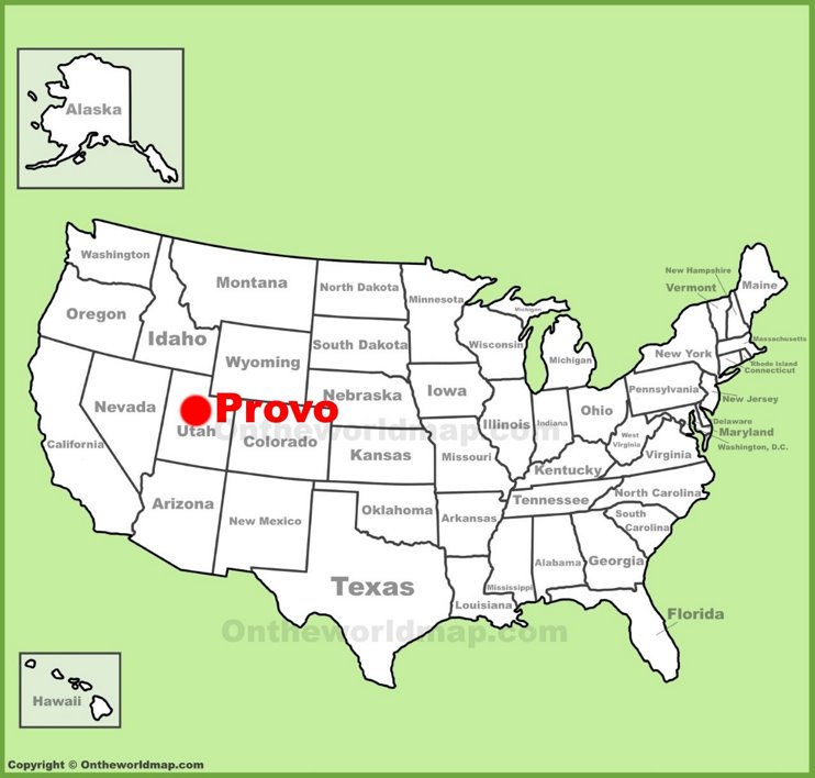 Provo location on the U.S. Map