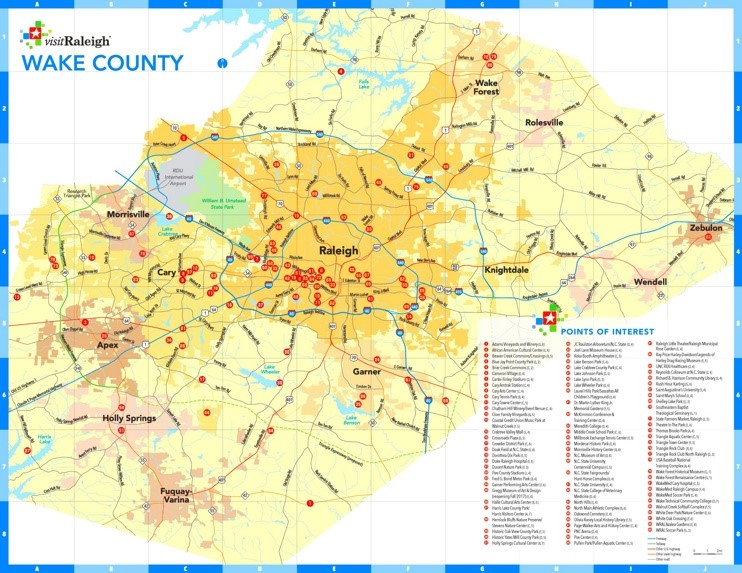 Wake County tourist map