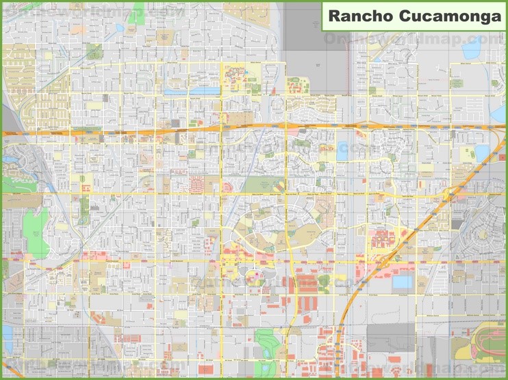 Large detailed map of Rancho Cucamonga