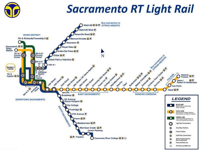 Sacramento RT Light Rail Map