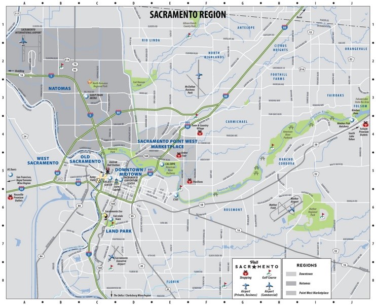 Sacramento region map