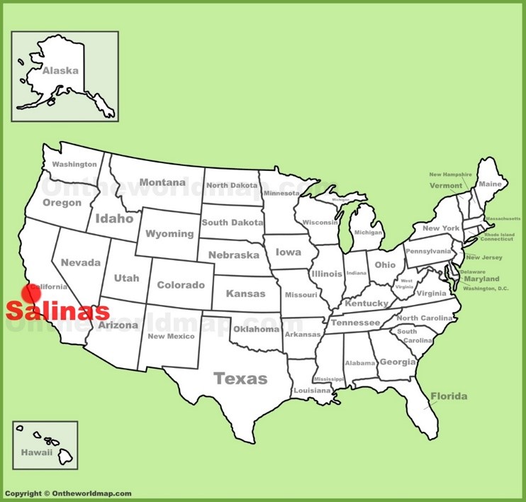 Salinas location on the U.S. Map
