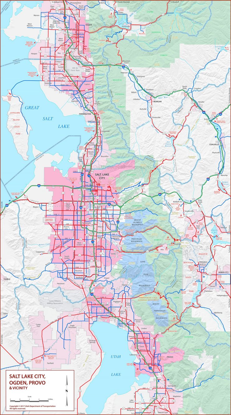 Salt Lake City, Ogden, Provo and vicinity map