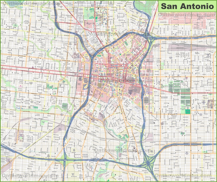 Large detailed map of San Antonio