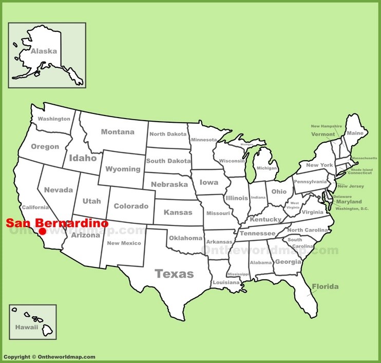 San Bernardino location on the U.S. Map