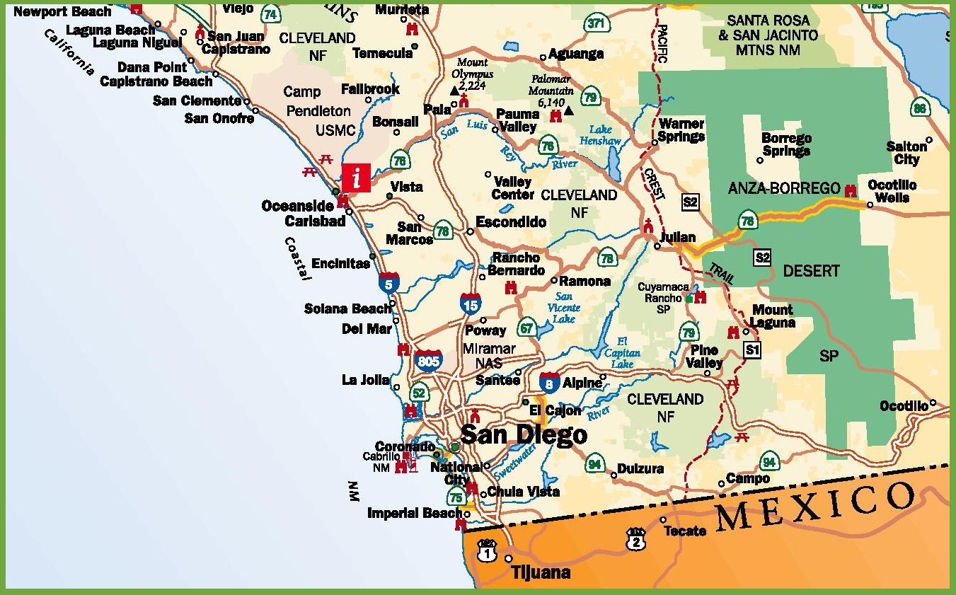 San Diego Area Road Map