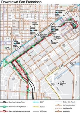 Downtown San Francisco Transport Map
