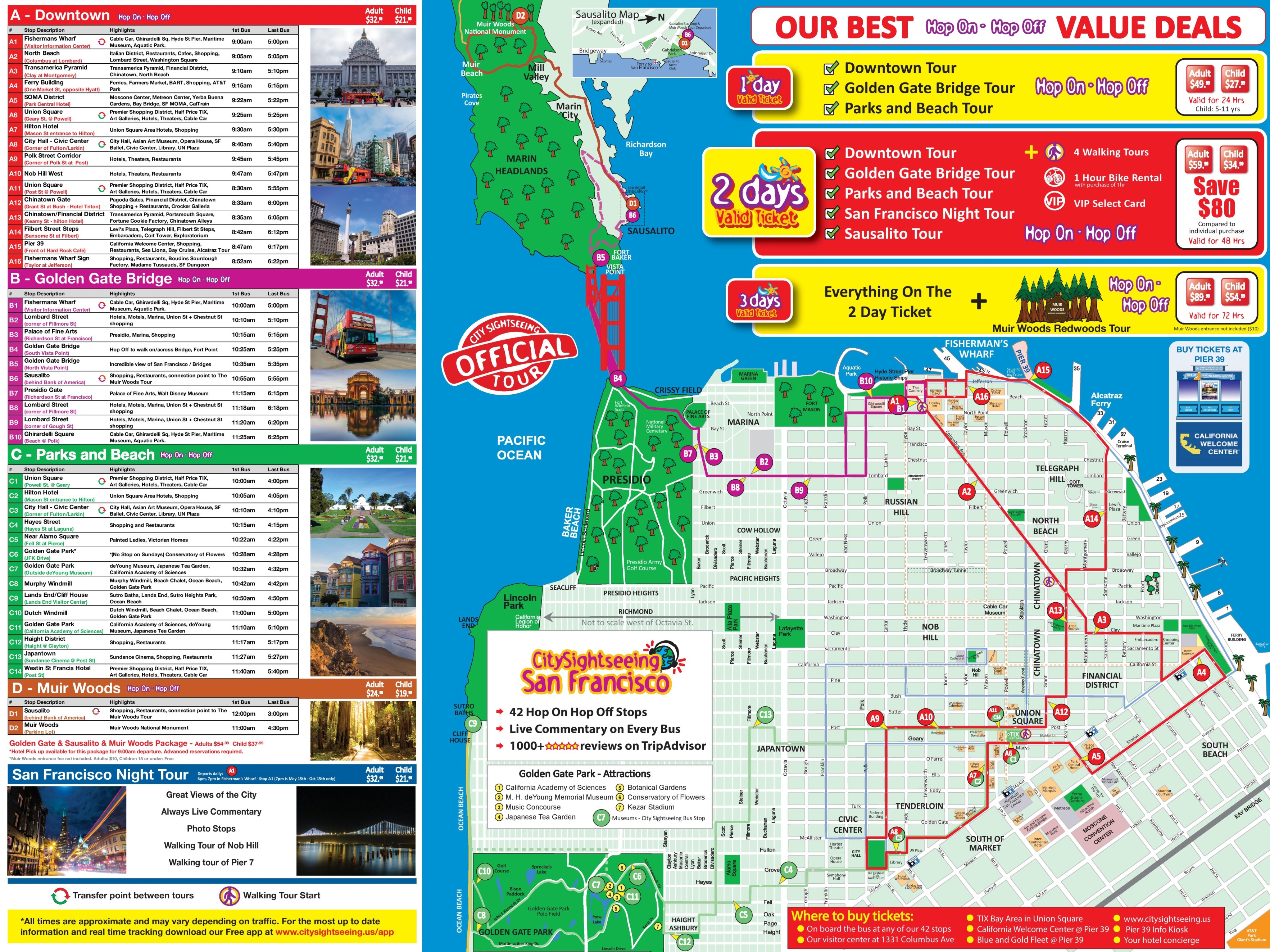 san diego tour guide map Francisco san map attractions tourist 