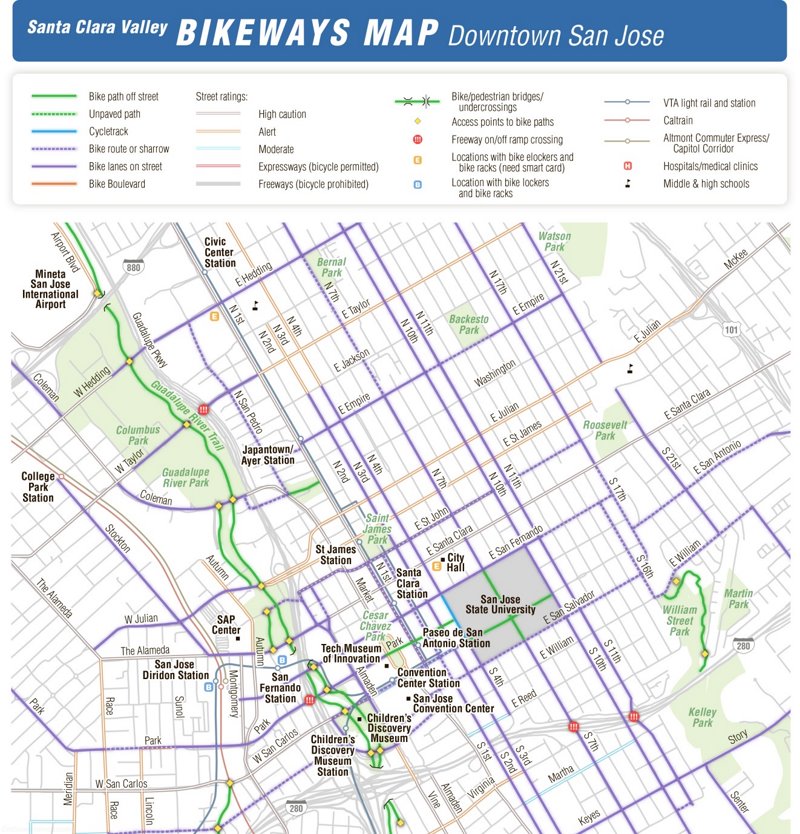Downtown San Jose Bike Map