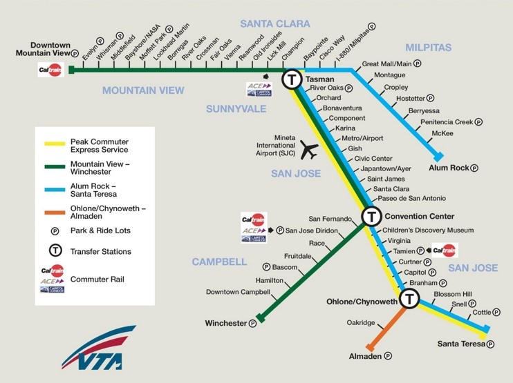 San Jose area rail map