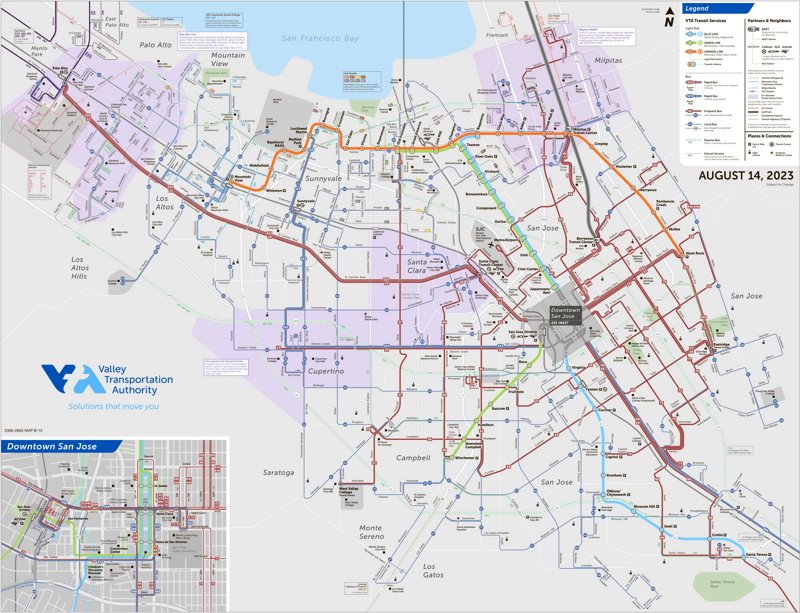 San Jose Light Rail And Bus Map