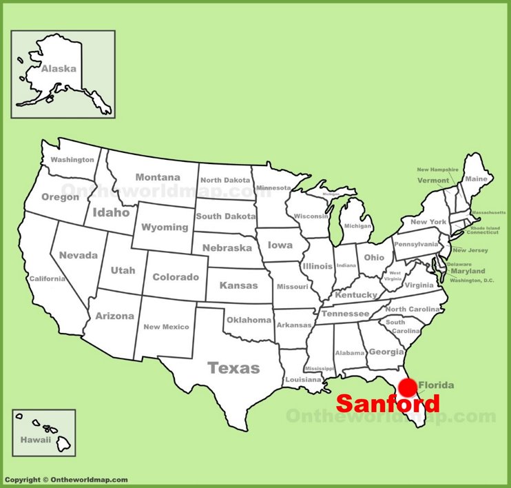 Sanford location on the U.S. Map