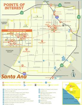 Santa Ana Hotels And Attractions Map