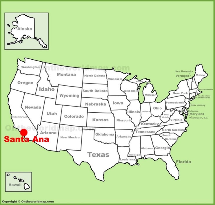 Santa Ana location on the U.S. Map