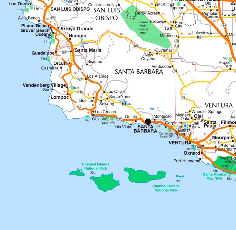 Santa Barbara Area Road Map