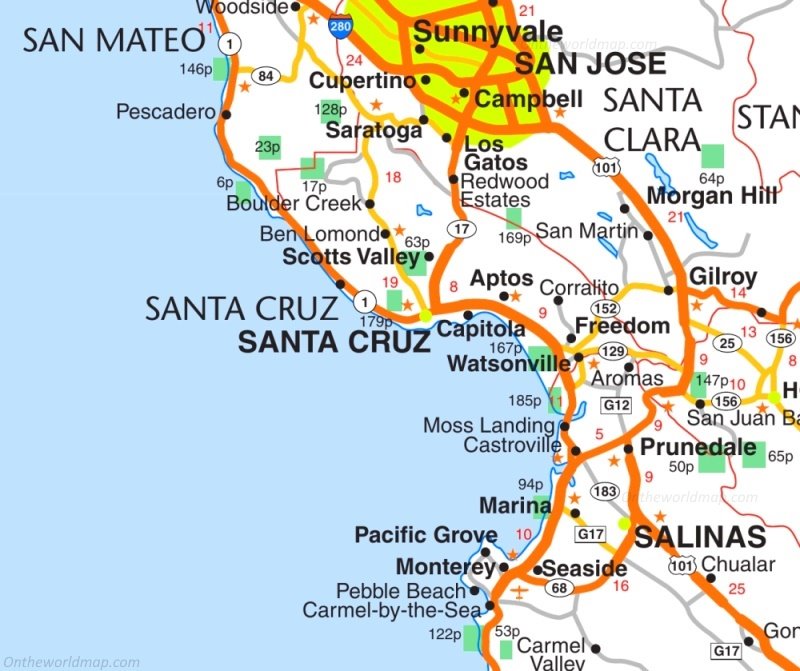 Santa Cruz Area Road Map