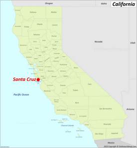 Santa Cruz Location On The California Map