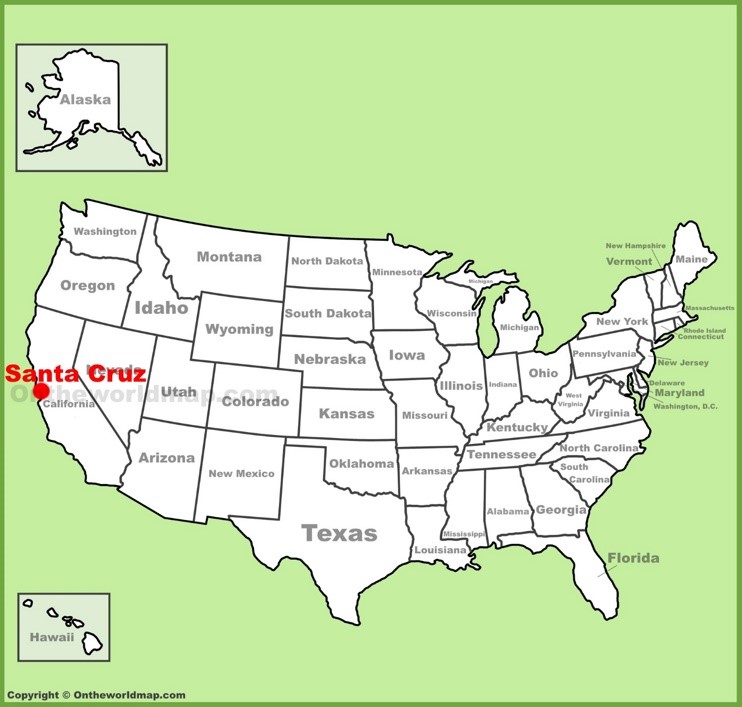 Santa Cruz location on the U.S. Map