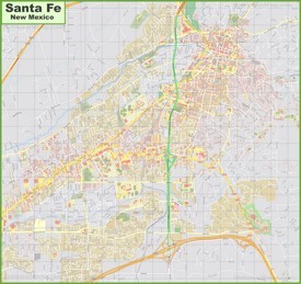Large detailed map of Santa Fe