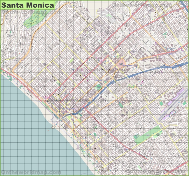 Large detailed map of Santa Monica