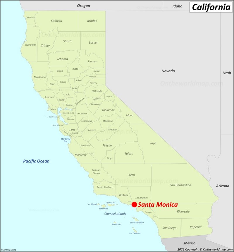 Santa Monica Location On The California Map