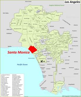 Santa Monica Location On The Los Angeles Map